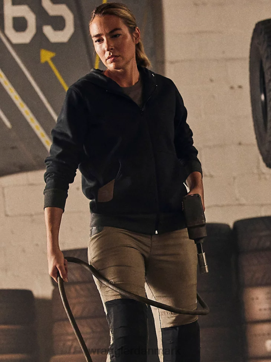 tøj Wrangler riggs arbejdstøj arbejdshættetrøje med fuld lynlås sort (3wf19bk) Kvinder 06DT4866