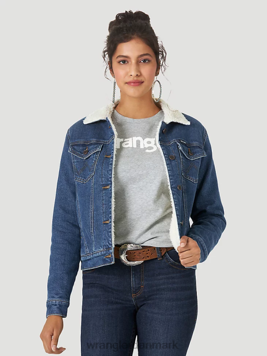tøj Wrangler retro sherpaforet westernjakke denim (lwj320d) Kvinder 06DT4869