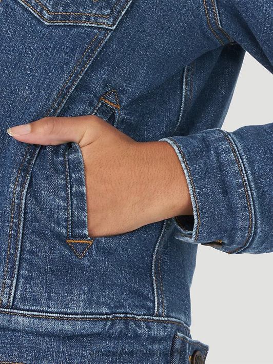 tøj Wrangler retro sherpaforet westernjakke denim (lwj320d) Kvinder 06DT4869