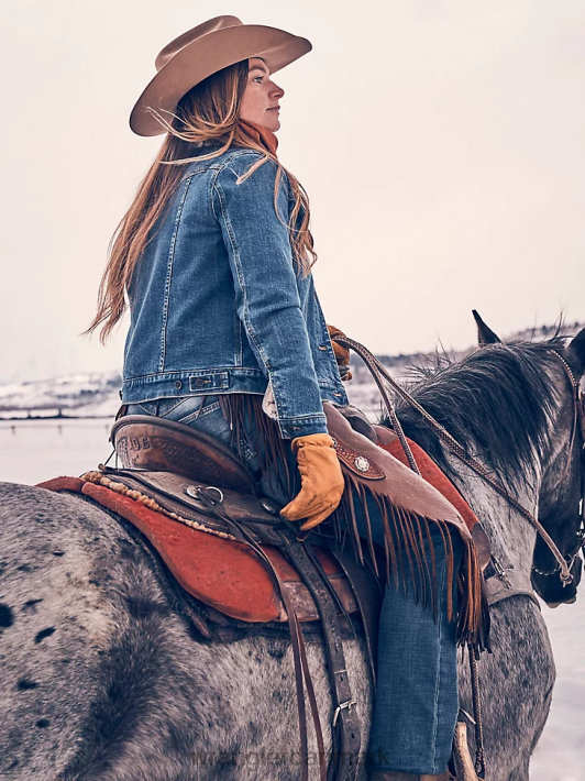 tøj Wrangler retro sherpaforet westernjakke denim (lwj320d) Kvinder 06DT4869