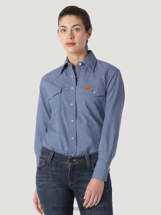 tøj Wrangler fr flammesikkert langærmet solid blå (frlw11b) Kvinder 06DT4892