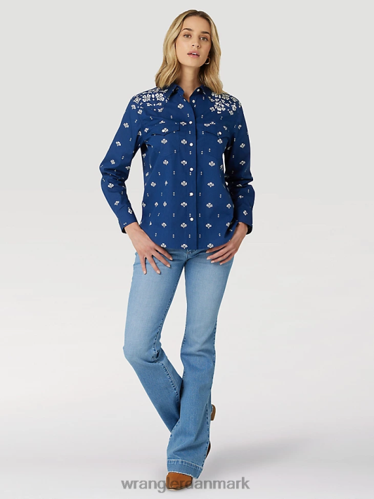 tøj Wrangler retro americana bandana western skjorte blåt tryk (112327260) Kvinder 06DT4883