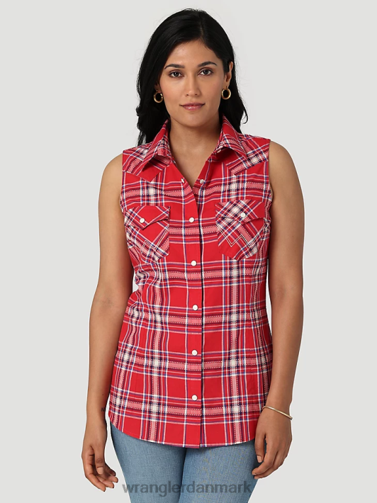 tøj Wrangler retro ærmeløs plaid western trykknapper pop rød (112329682) Kvinder 06DT4896