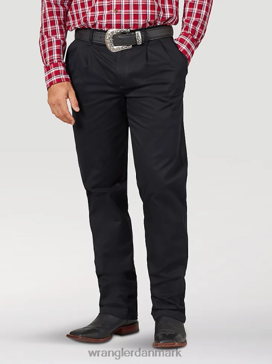 tøj Wrangler casuals plisseret front afslappet pasform bukser sort (00097bk) Mænd 06DT4261