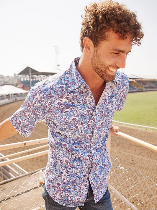 tøj Wrangler 20x konkurrence avanceret komfort kortærmet westernskjorte med trykknapper akvarel violet (112327810) Mænd 06DT4504