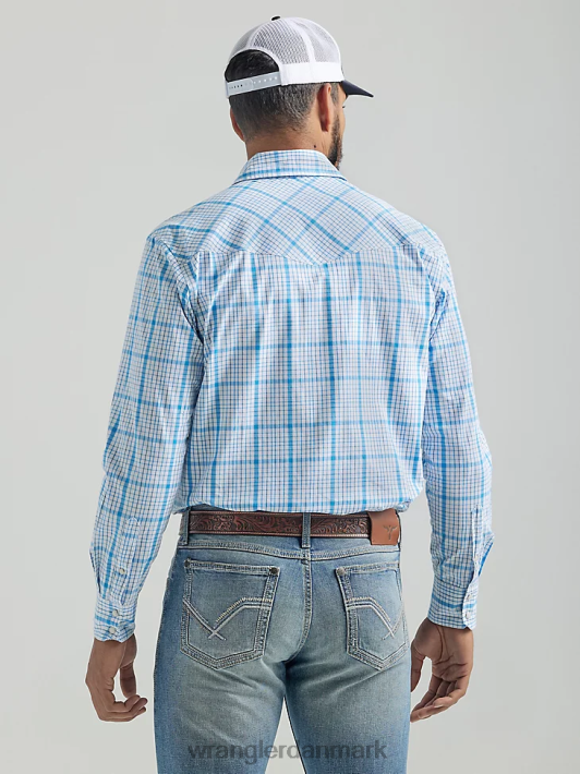 tøj Wrangler 20x konkurrence avanceret komfort langærmet 2-lommers western skjorte med snapsprint babyblå (112324829) Mænd 06DT4491