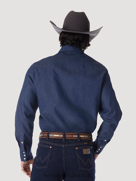 tøj Wrangler cowboy cut work western stiv denim langærmet skjorte stiv indigo (70127mw) Mænd 06DT4439
