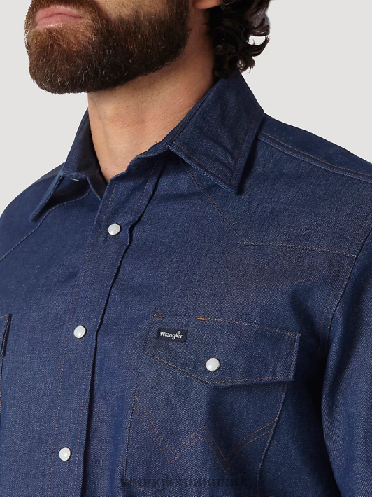 tøj Wrangler cowboy cut work western stiv denim langærmet skjorte stiv indigo (70127mw) Mænd 06DT4439
