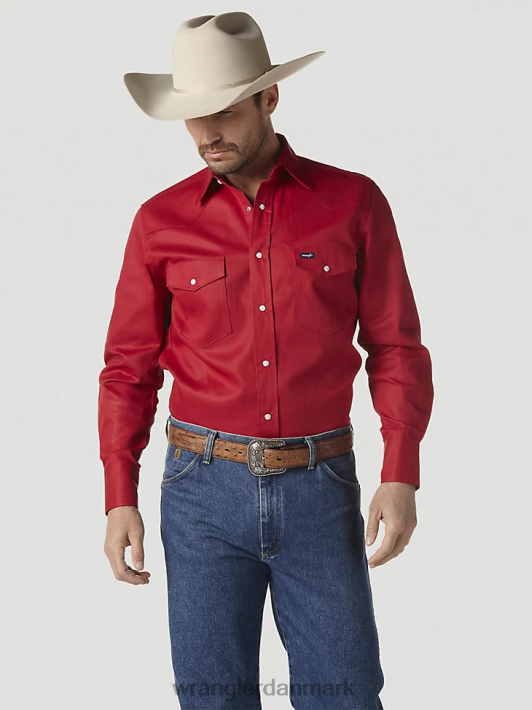 tøj Wrangler cowboy-snit, fast finish, langærmet western-snaps solid arbejdsskjorte rød (ms70619) Mænd 06DT4422