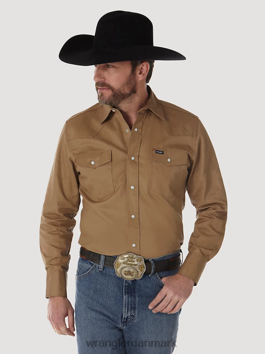 tøj Wrangler cowboy-snit, fast finish, langærmet western-snaps solid arbejdsskjorte råskind (ms71519) Mænd 06DT4416