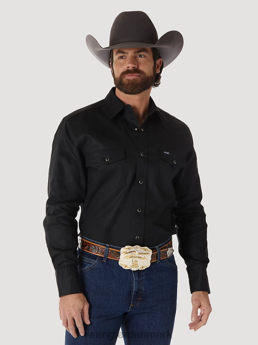 tøj Wrangler cowboy-snit, fast finish, langærmet western-snaps solid arbejdsskjorte sort (ms70819) Mænd 06DT4425