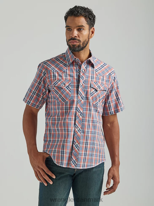 tøj Wrangler fashion snap-kortærmet western-snaps plaid skjorte orange (112324665) Mænd 06DT4458