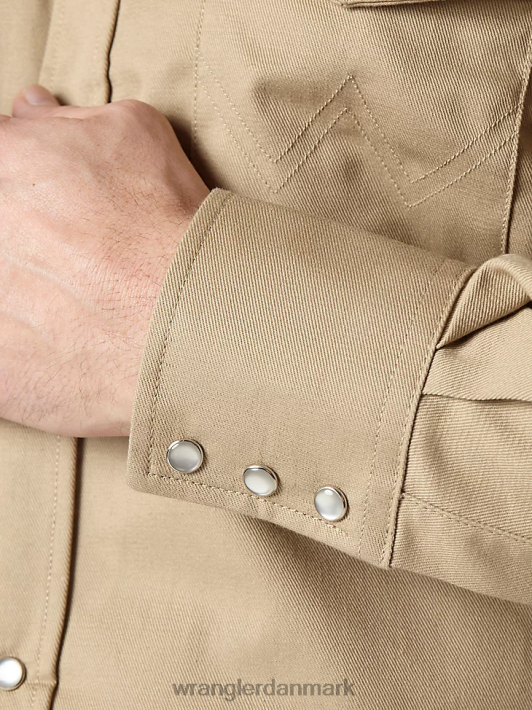 tøj Wrangler fr flammesikker langærmet western skjorte med snapspjæld marineblå/sort (fr123bl) Mænd 06DT4500