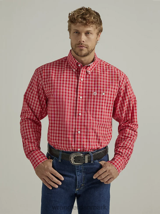 tøj Wrangler george strædet langærmet knap ned én lomme plaid skjorte rosenrød plaid (112327829) Mænd 06DT4318