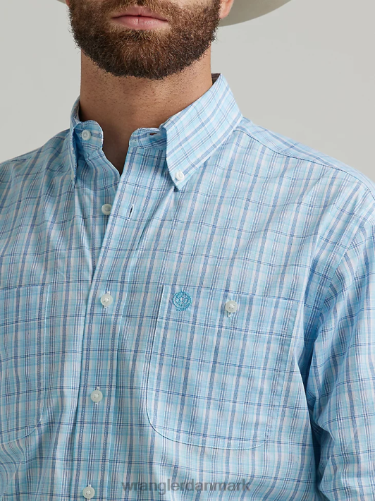 tøj Wrangler george strædet langærmet skjorte med knap ned to lommer babyblå (112324886) Mænd 06DT4323