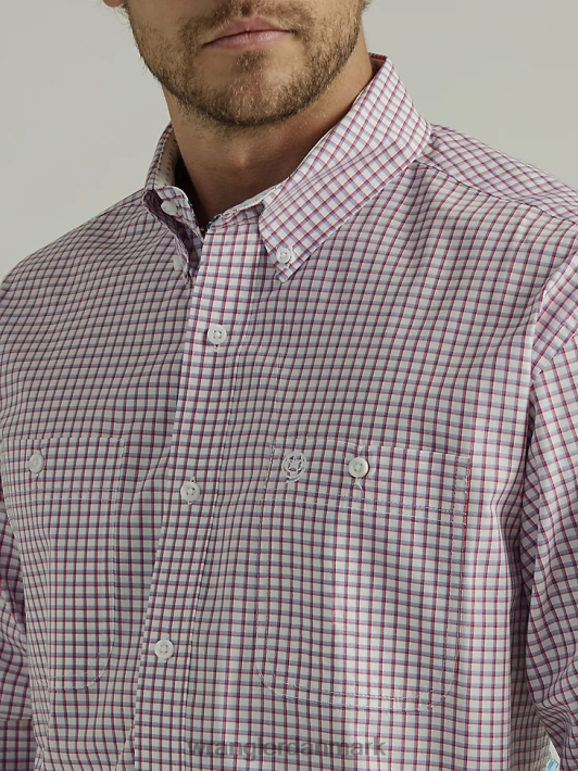 tøj Wrangler george strædet langærmet skjorte med knap ned to lommer tjek rød (112327838) Mænd 06DT4325