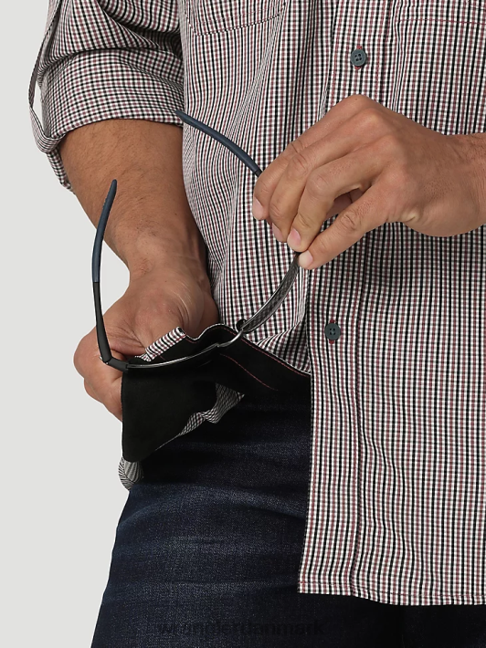 tøj Wrangler george strædet skjorte med korte ærmer med knap ned med én lomme babyblå (112324872) Mænd 06DT4300