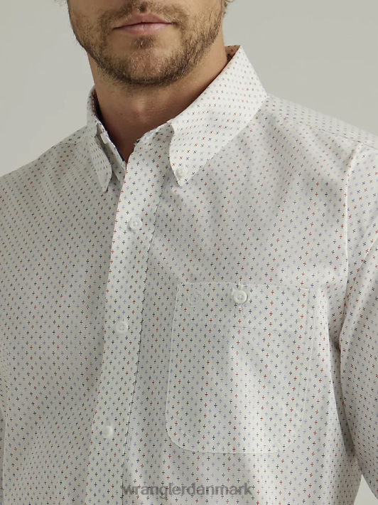 tøj Wrangler george strædet skjorte med korte ærmer med knap ned med én lomme hvid skel (112327818) Mænd 06DT4302