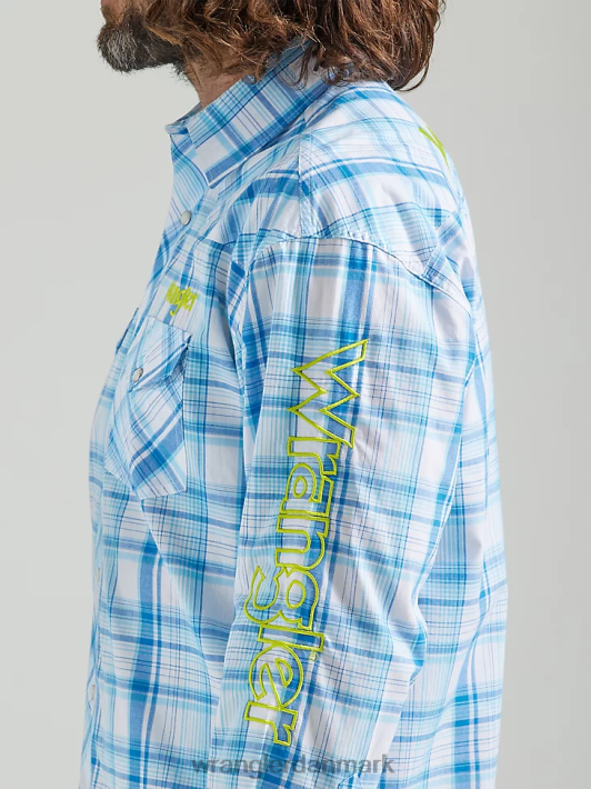 tøj Wrangler langærmet western-trøje med snapsyet logo havblå (112324644) Mænd 06DT4497