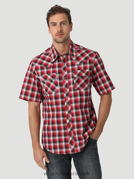 tøj Wrangler retro kortærmet western-snap med savtand flap-lomme plaid skjorte picnic rød (112326334) Mænd 06DT4429