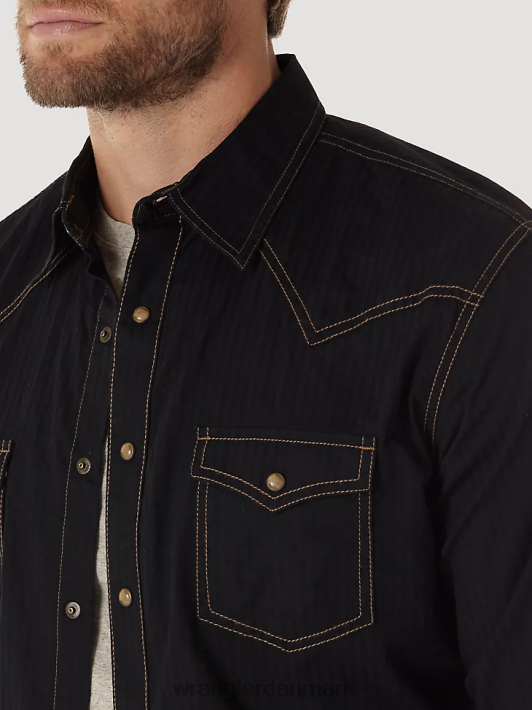 tøj Wrangler retro langærmet western solid dobbyskjorte med snaps sort (mvr532x) Mænd 06DT4471