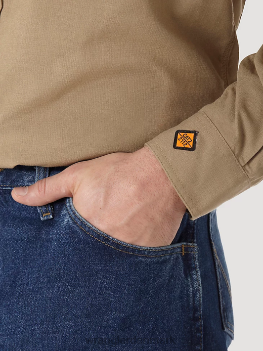 tøj Wrangler riggs arbejdstøj fr flammesikker twill solid arbejdsskjorte kaki (fr3w01k) Mænd 06DT4403