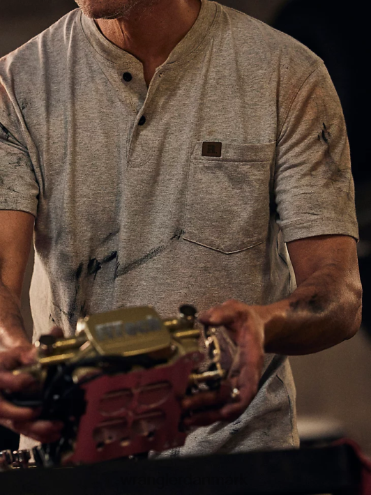 tøj Wrangler riggs arbejdstøj kortærmet henley askelyng (3w760ah) Mænd 06DT4271