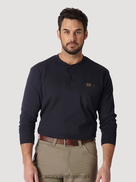 tøj Wrangler riggs arbejdstøj langærmet solid henley marine (3w750nv) Mænd 06DT4287