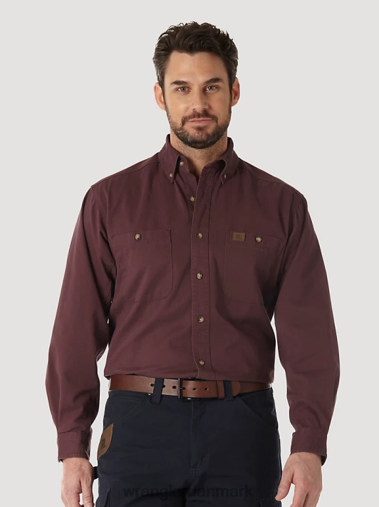 tøj Wrangler riggs workwear langærmet knap ned solid twill arbejdsskjorte bordeaux (3w501bg) Mænd 06DT4352