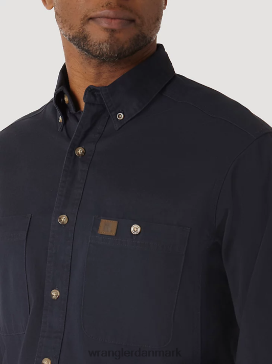 tøj Wrangler riggs workwear langærmet knap ned solid twill arbejdsskjorte marine (3w501nv) Mænd 06DT4350