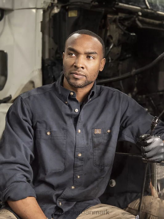 tøj Wrangler riggs workwear langærmet knap ned solid twill arbejdsskjorte marine (3w501nv) Mænd 06DT4350