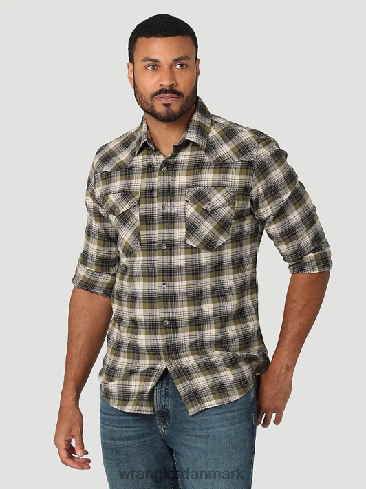 tøj Wrangler sky flannel fri til stretch skjorte kapulet oliven (112324434) Mænd 06DT4381