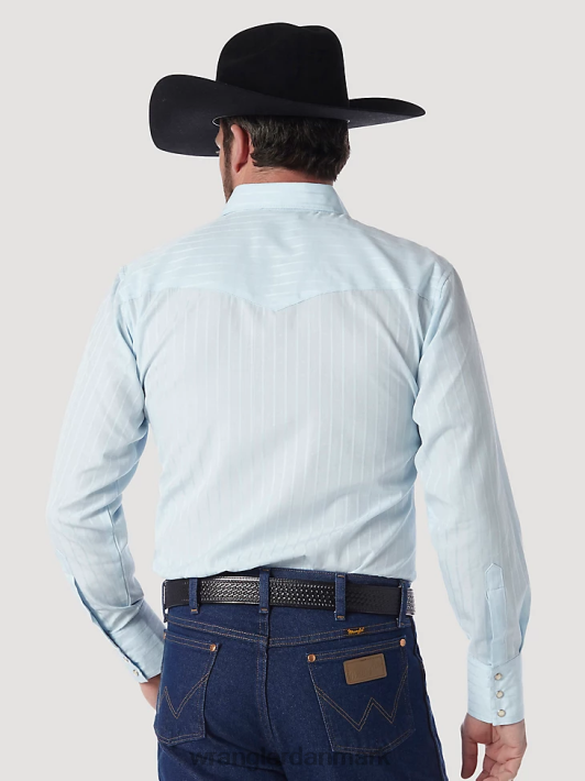 tøj Wrangler western langærmet western-dobby-stribet skjorte med snaps blå (75222bl) Mænd 06DT4466