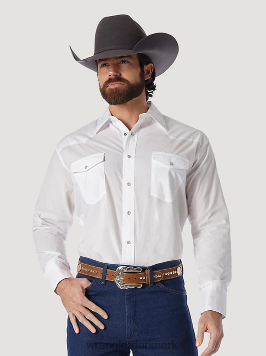 tøj Wrangler western snapshirt - langærmet solid bred stof hvid (71105wh) Mænd 06DT4449