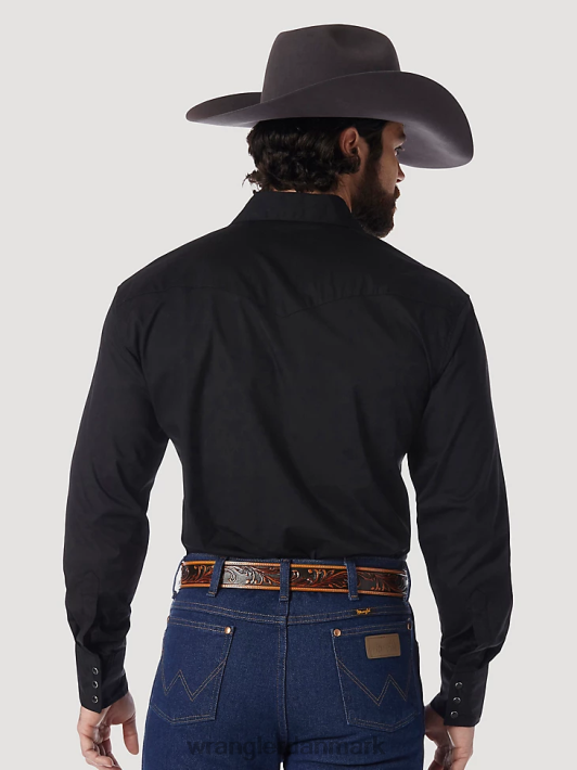 tøj Wrangler western snapshirt - langærmet solid bred stof sort (71105bk) Mænd 06DT4450