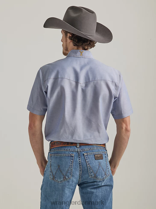 tøj Wrangler x Yellowstone kortærmet chambray arbejdsskjorte indigo chambray (112337495) Mænd 06DT4506