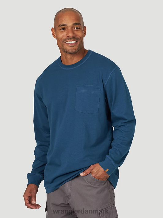tøj Wrangler riggs workwear langærmet 1 lomme ydeevne t-shirt oxford blå (3w702ob) Mænd 06DT4286